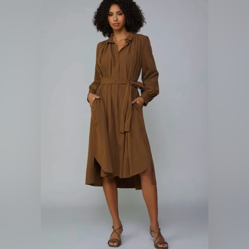 ON SALE 888. Current Air Brown Midi Shirt Dress